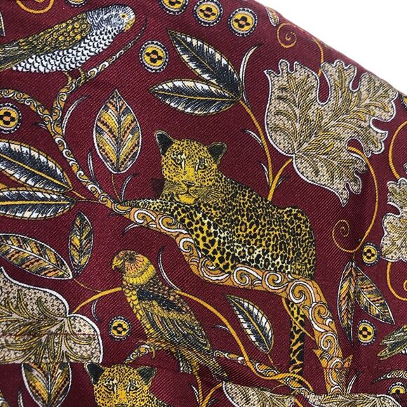 J.Crew Collection Blouse Womens 0 Jungle Cat Print Silk Twill Shirt Maroon AS266 - Picture 9 of 12